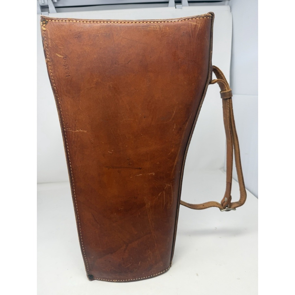 Vintage Leather Leg O' Mutton Shotgun Case Breakdown Hard Shell Carry Case Brown